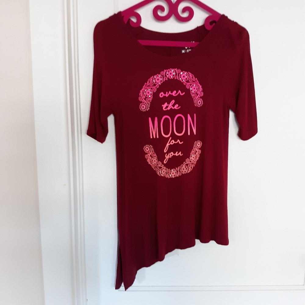 JUSTICE  Asymmetrical Top Burgundy Size 14…